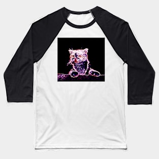 Curious Cat Neon Styled Baseball T-Shirt